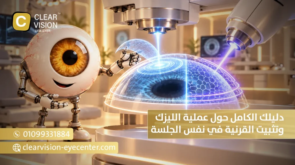 دليلك الكامل حول عملية الليزك وتثبيت القرنية في نفس الجلسة